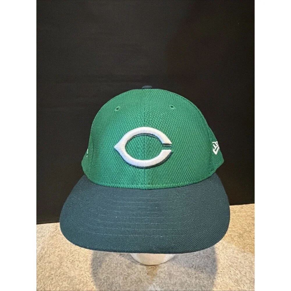 Cincinnati Reds New Era Kelly Green White Logo 59FIFTY Fitted Hat Size 7 3/8